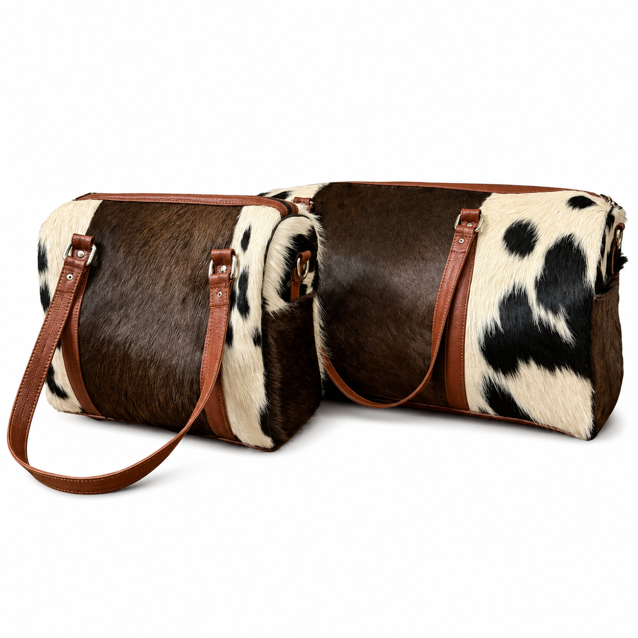 Handmade Hair-On Cowhide Duffel Bag Set