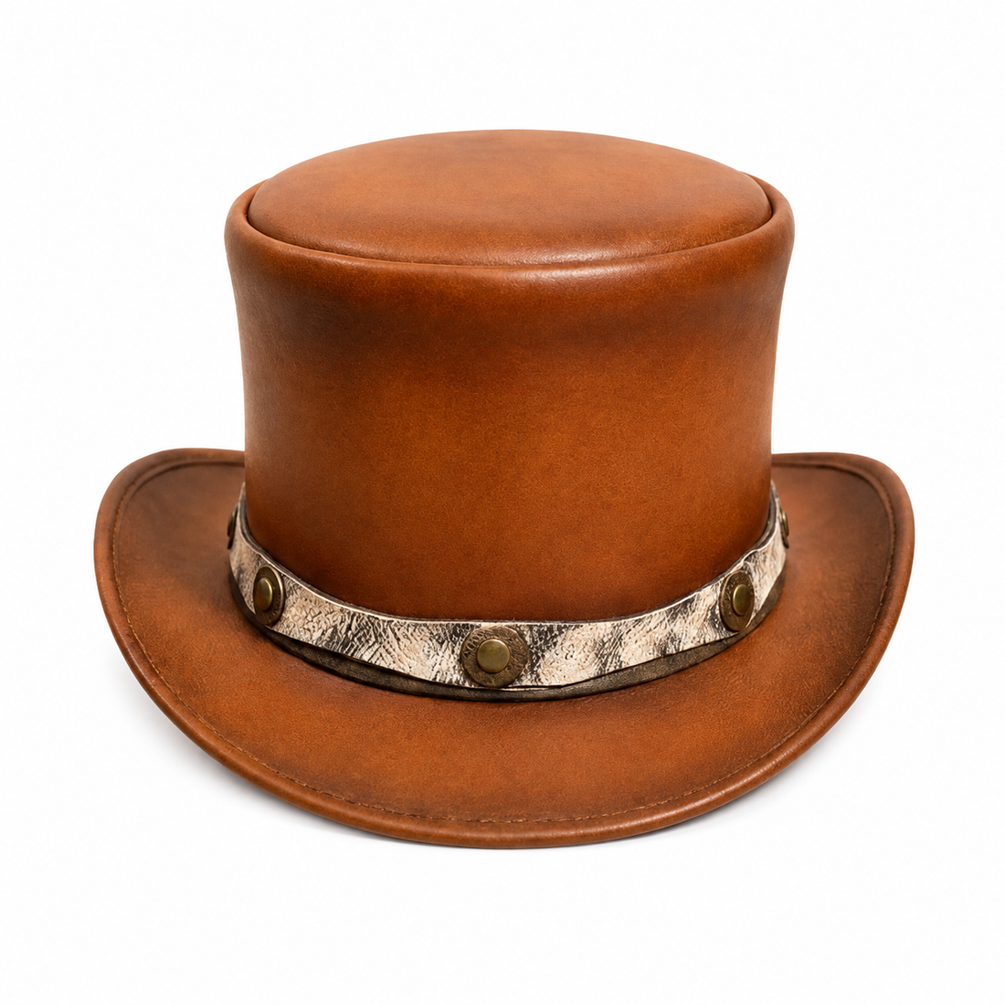 Handmade Brown Leather Top Hat  Victorian Steampunk Gothic Festival Hat
