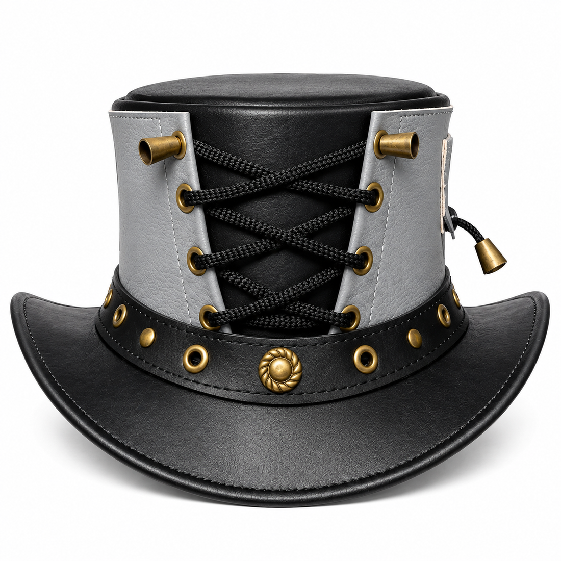 Handmade Genuine Leather Steampunk Top Hat Black Gothic Victorian Unisex Hat