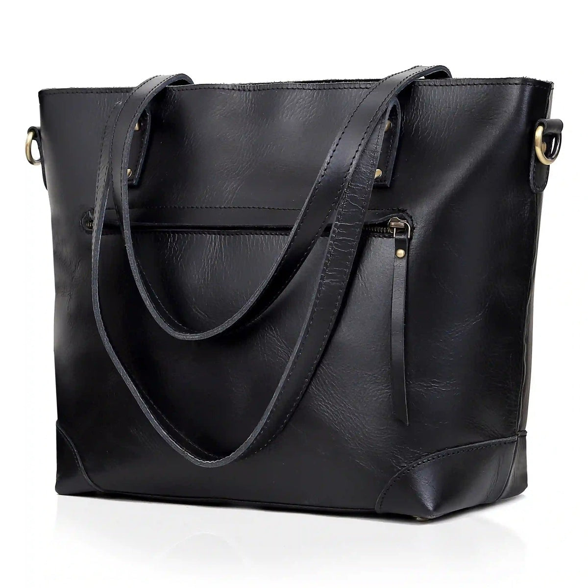 marilyn buffalo leather tote bag-black