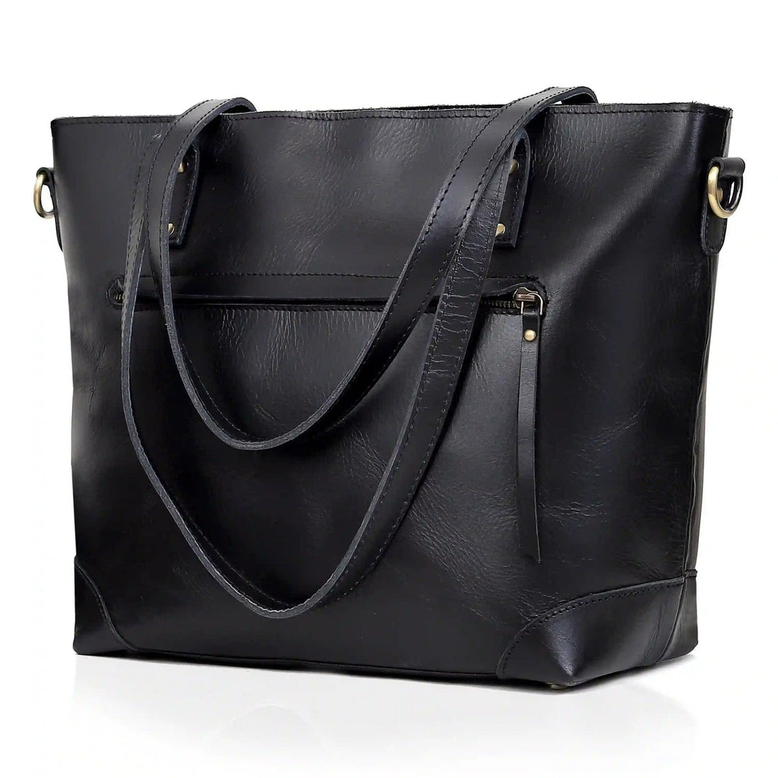 marilyn buffalo leather tote bag-black