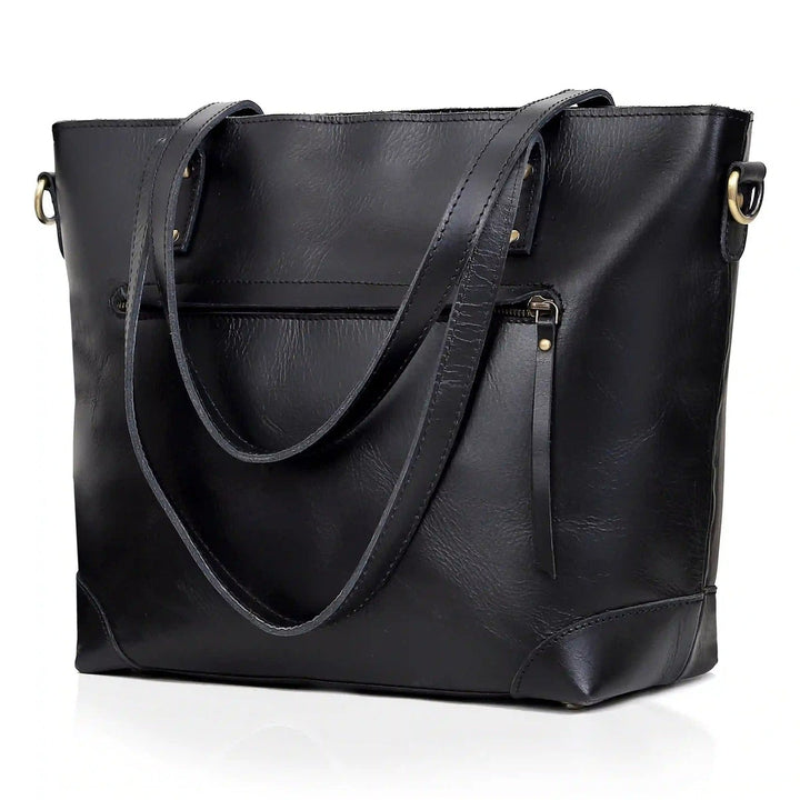 marilyn buffalo leather tote bag-black