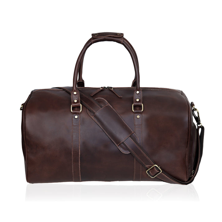 LEATHER DUFFEL BAG FOR MEN  BROWN