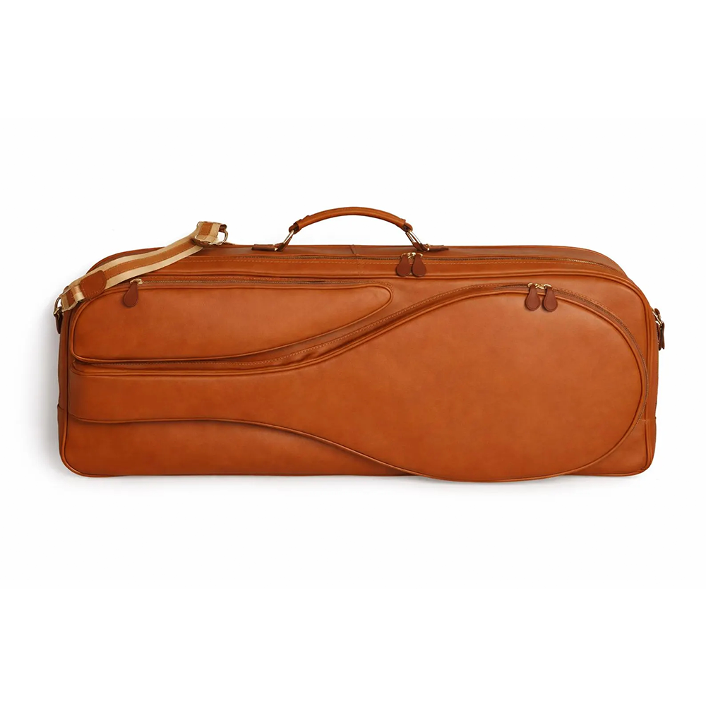 Handmade Tan Leather Tennis Racket Bag  Cowhide Duffle