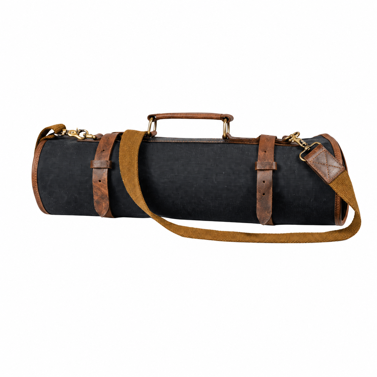 Black Malaga Canvas Knife Roll with Shoulder Strap