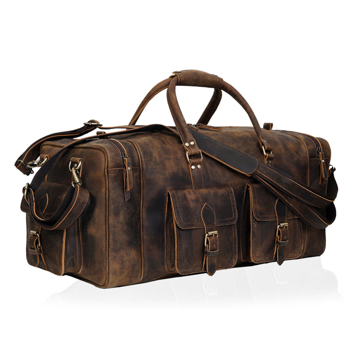 NEW JERSEY LEATHER DUFFEL BAG VINTAGE  BROWN  20 INCH