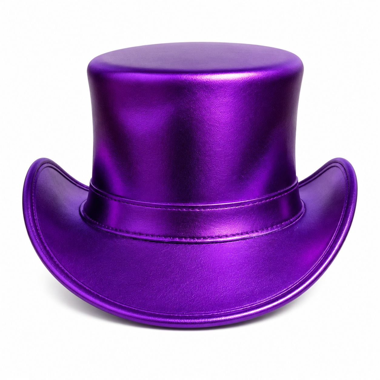 Handmade Metallic Purple Leather Top Hat  Steampunk Festival Accessory