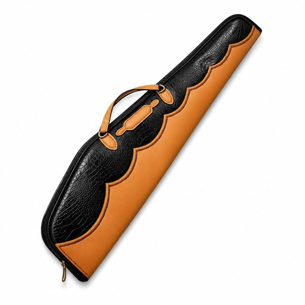 Embossed Elephant Print Leather Rifle Case  Padded Hunting Sleeve