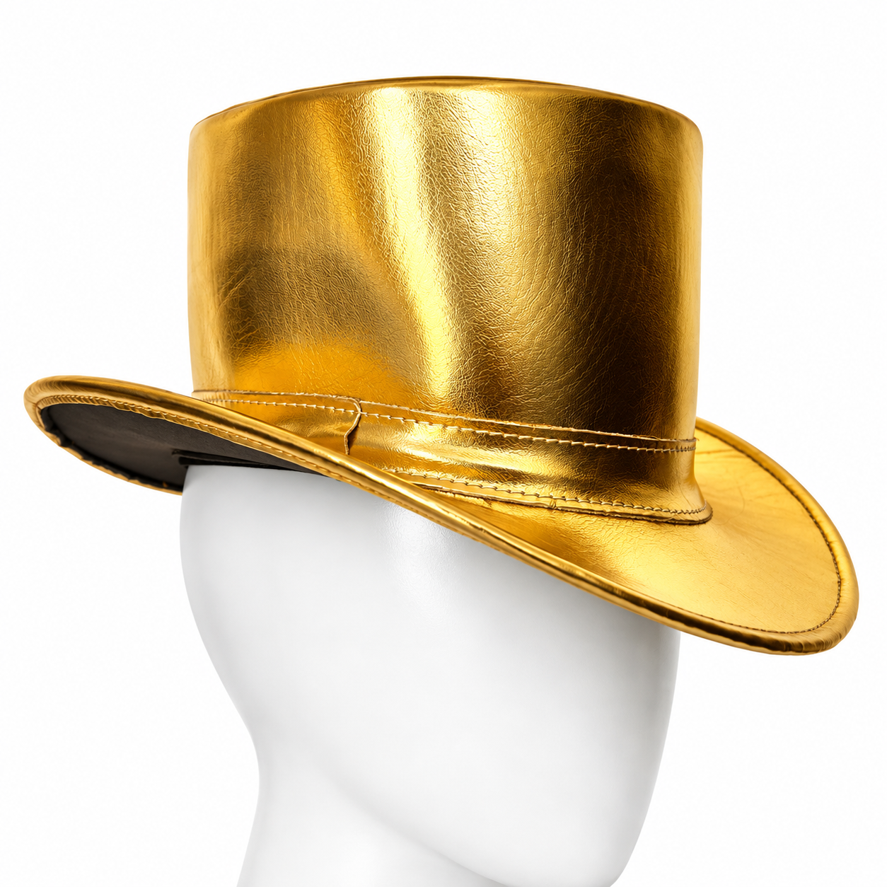 Gold Leather Top Hat with Feather  Handmade Steampunk Victorian Costume Hat