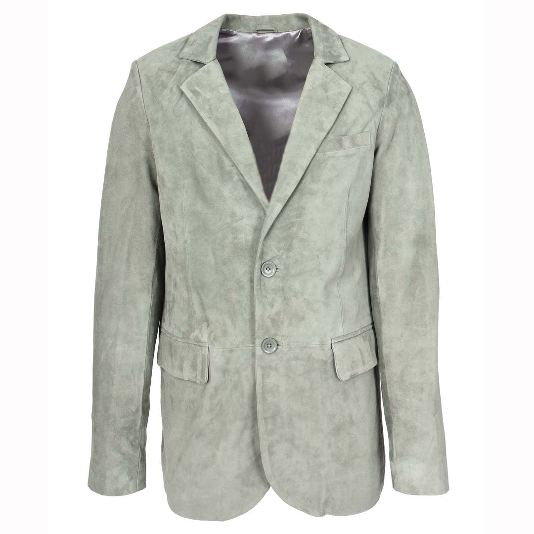 Mens Real Goat Suede Blazer Two Button Classic Jacket Zavi Grey