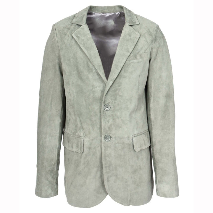 Mens Real Goat Suede Blazer Two Button Classic Jacket Zavi Grey