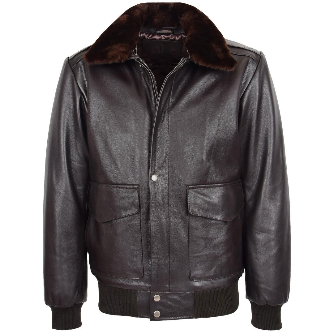 Mens Leather Bomber Jacket G-1 Aviator Style Jarrod Brown