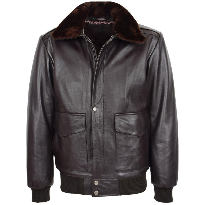 Mens Leather Bomber Jacket G-1 Aviator Style Jarrod Brown