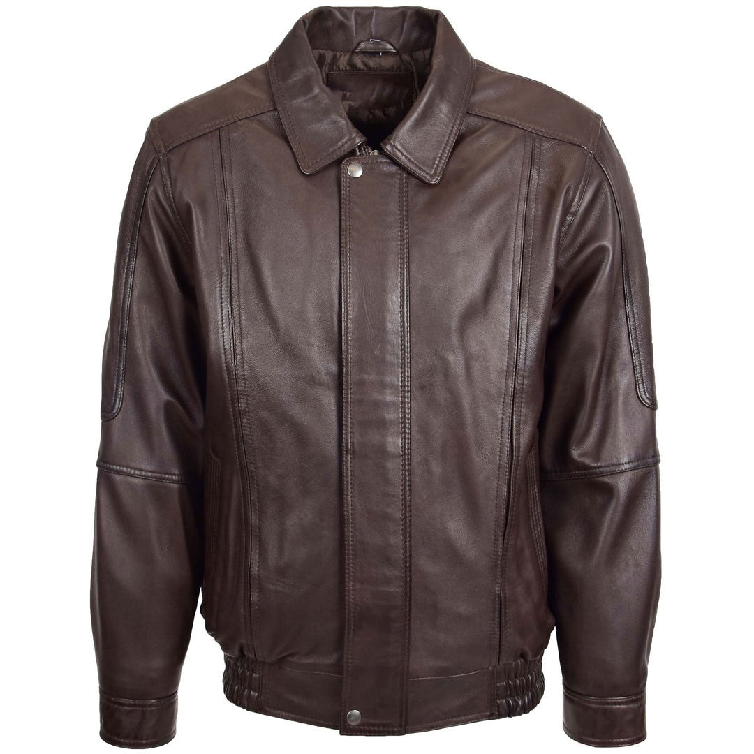 Mens Bomber Leather Jacket Classic Style Jim Brown Nappa