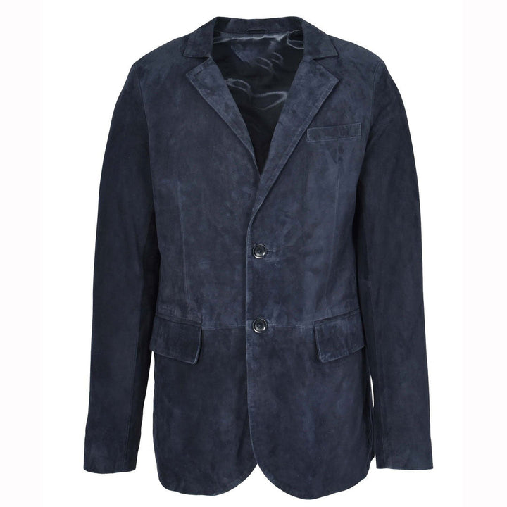 Mens Real Goat Suede Blazer Two Button Classic Jacket Zavi Navy