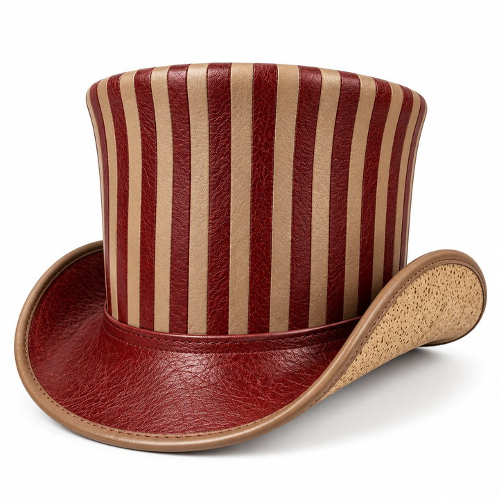 NEWHYPEINTERNATIONAL Victorian Steampunk Burgundy Stripe Top Hat Costume Hat