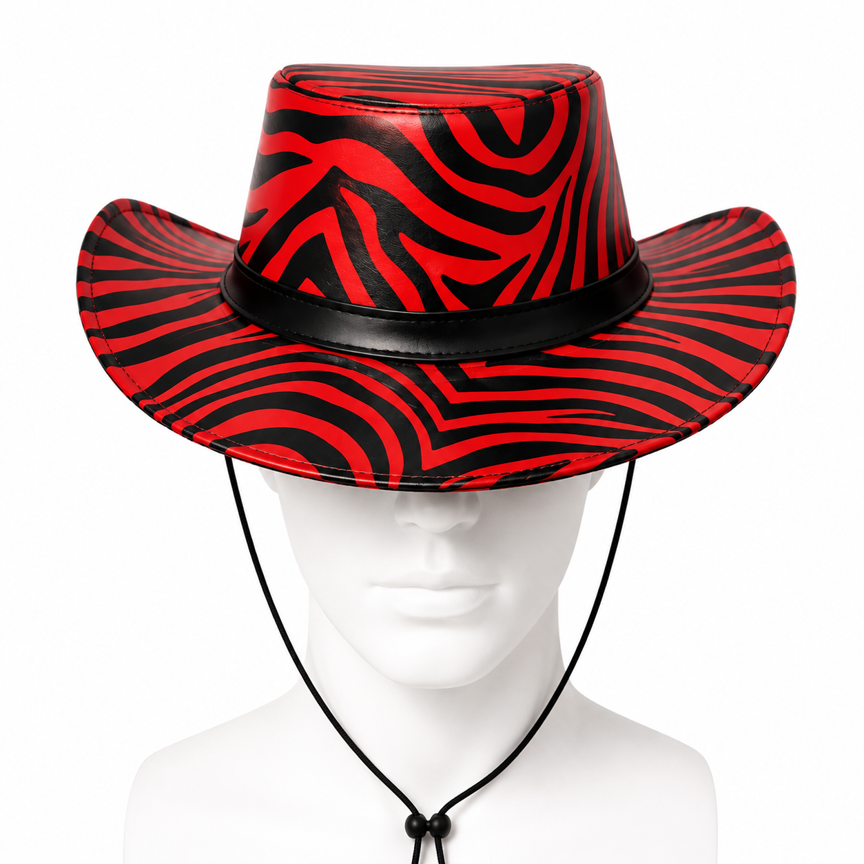 Handmade Red Zebra Leather Cowboy Hat Statement Western Festival Hat