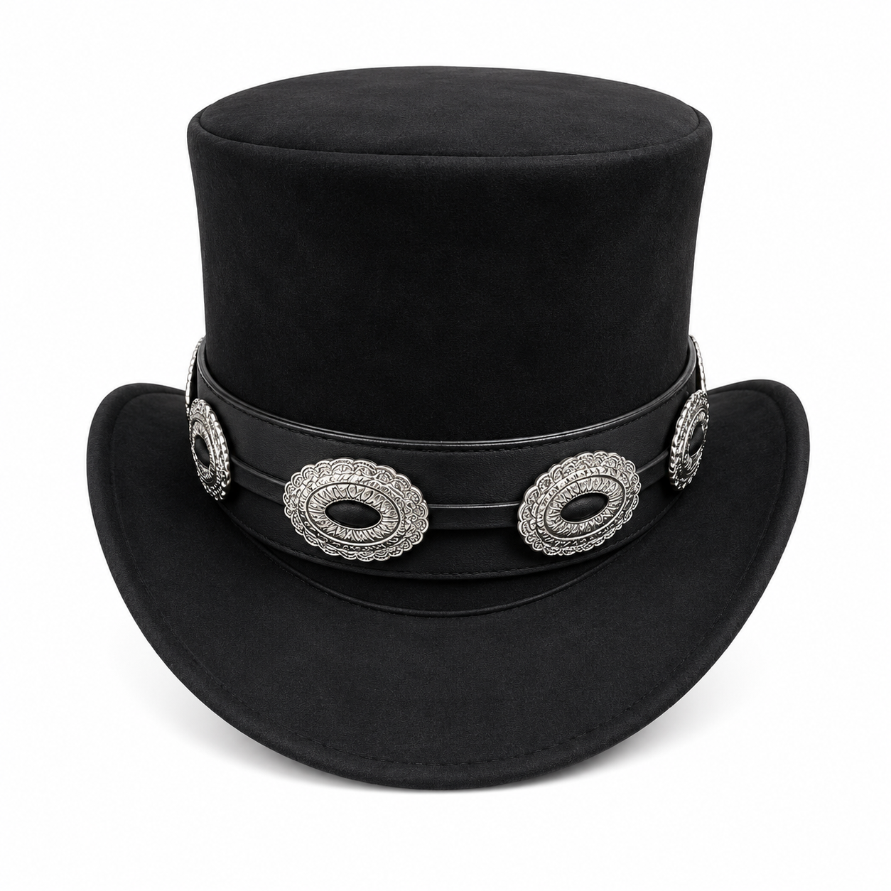 Handmade Suede Leather Top Hat Steampunk Concho Band Cosplay Western Hat