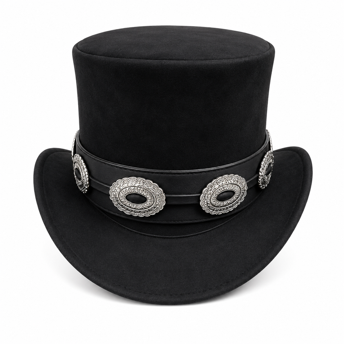 Handmade Suede Leather Top Hat Steampunk Concho Band Cosplay Western Hat