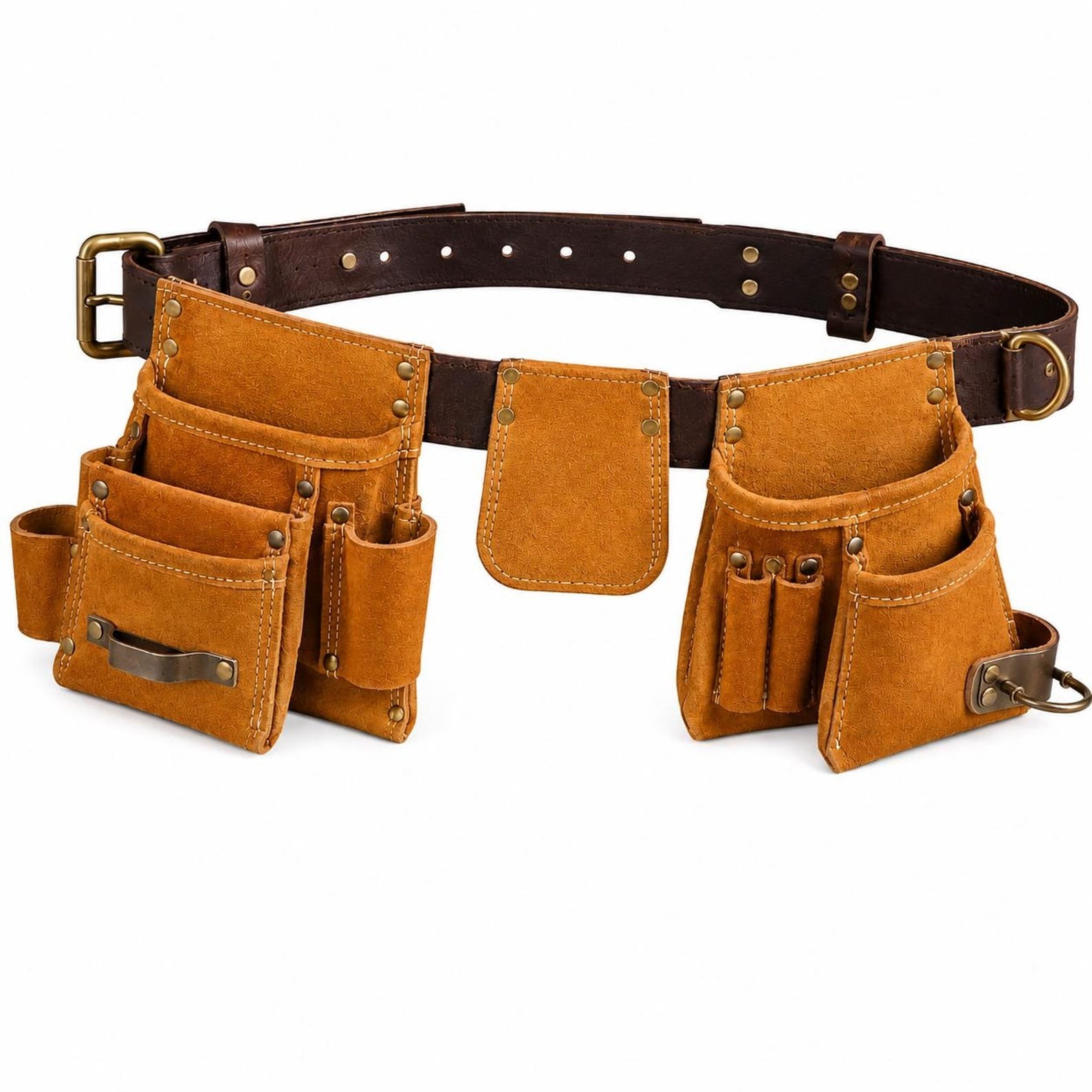 Handcrafted Leather Carpenter Belt  Durable Tool Pouch Organizer