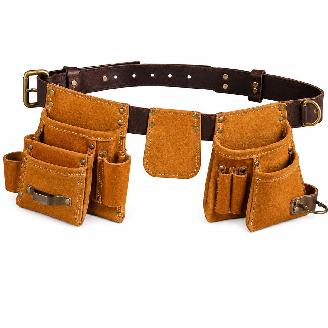 Handcrafted Leather Carpenter Belt  Durable Tool Pouch Organizer