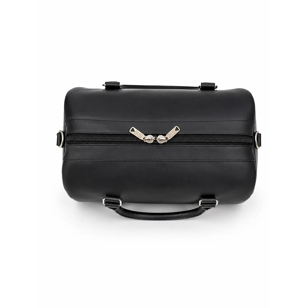Handmade Black Cow Leather Duffle Bag Western Style Travel Gym Bag