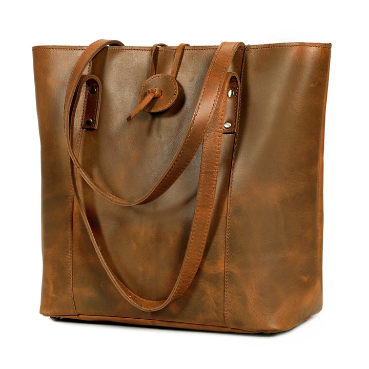savannah almost perfect leather tote bag brown
