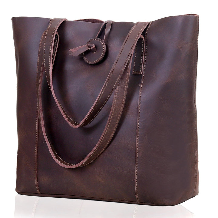 seinna leather tote bag dark brown