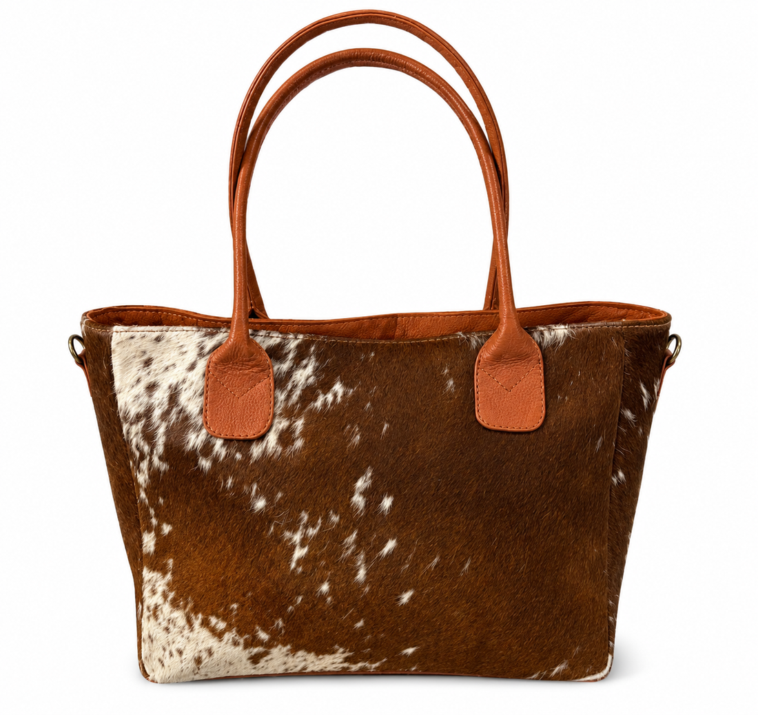 Handmade Cowhide Tote Bag Hair On Leather Shoulder Bag