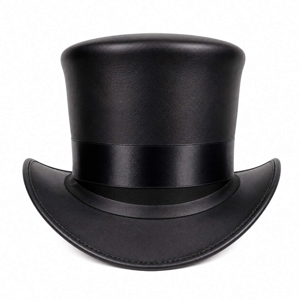 Handmade Black Leather Top Hat Victorian Steampunk Cosplay Accessory