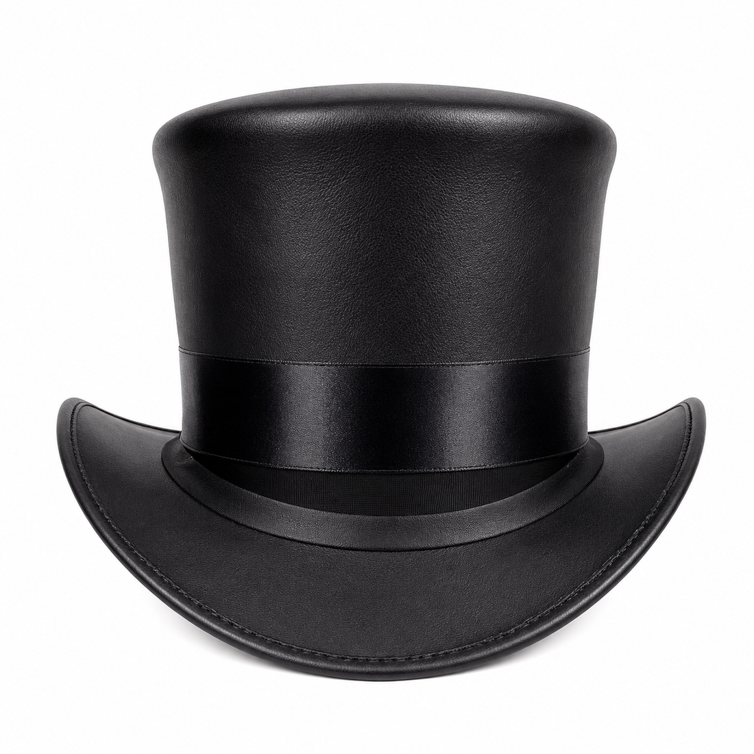Handmade Black Leather Top Hat Victorian Steampunk Cosplay Accessory