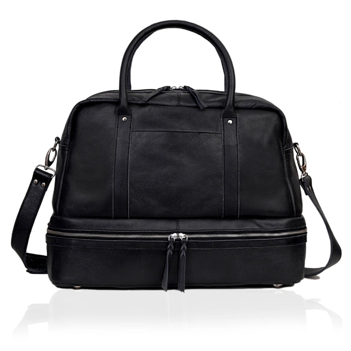 TOTO LEATHER DUFFLE BAG  BLACK