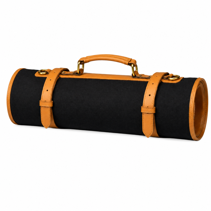 Stretchable Leather Knife Roll With Detachable Shoulder Strap