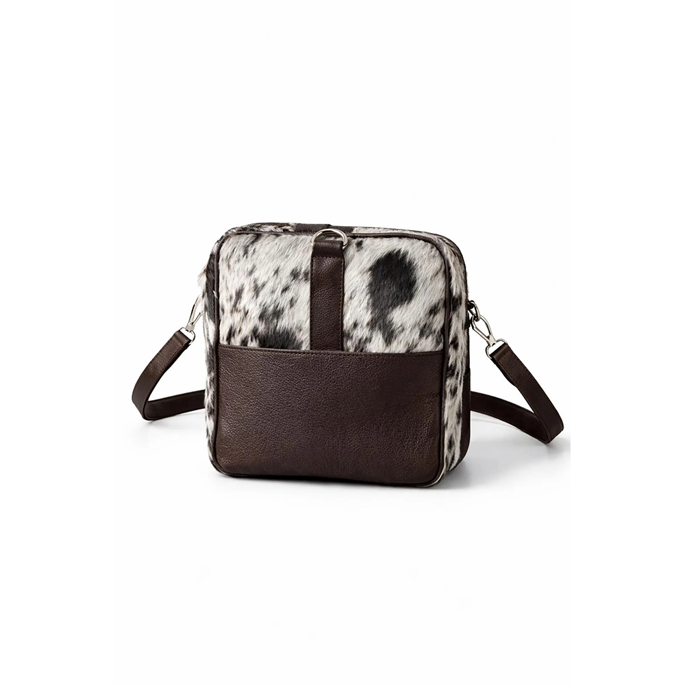 HairOn Cowhide Brown and white Duffle Bag  Handmade Leather Weekender3