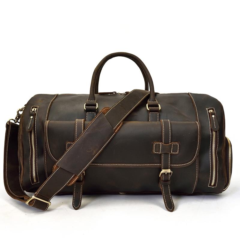 The Weekender  Handmade Leather Duffle Bag brown and dark brown