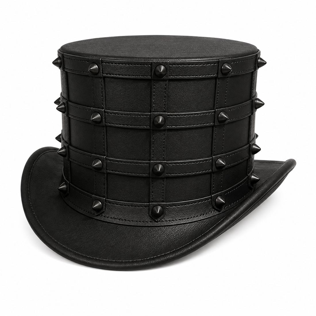 Handmade Studded Leather Top Hat Gothic Steampunk Victorian Cosplay