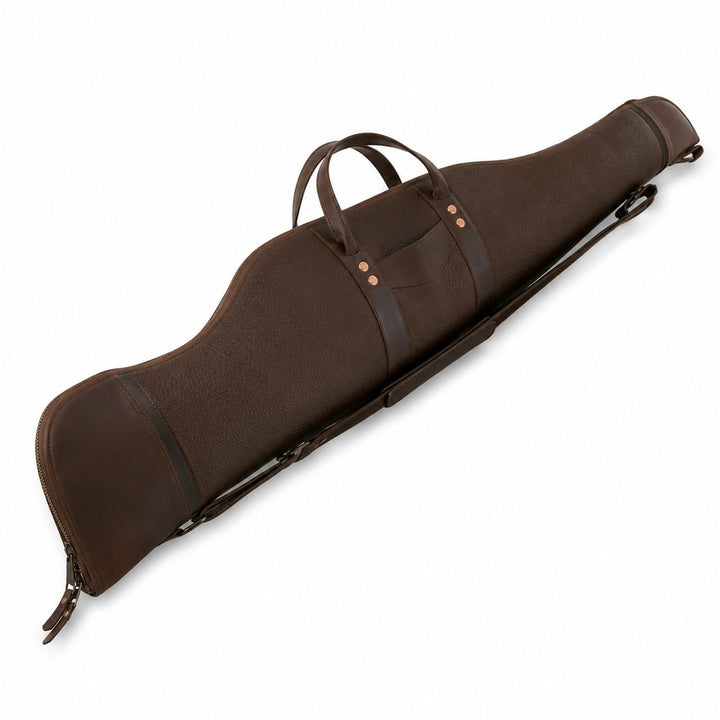 Premium Dark Brown Leather Rifle Case  Heavy Duty Padded Design