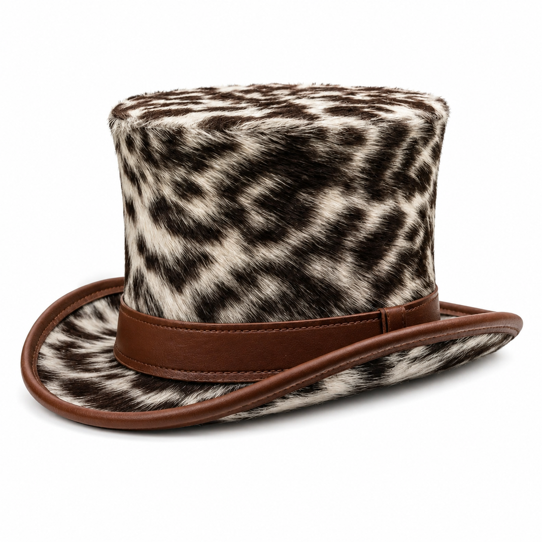 Handmade Cowhide Leather Steampunk Top Hat  Rustic Western Cosplay Accessory