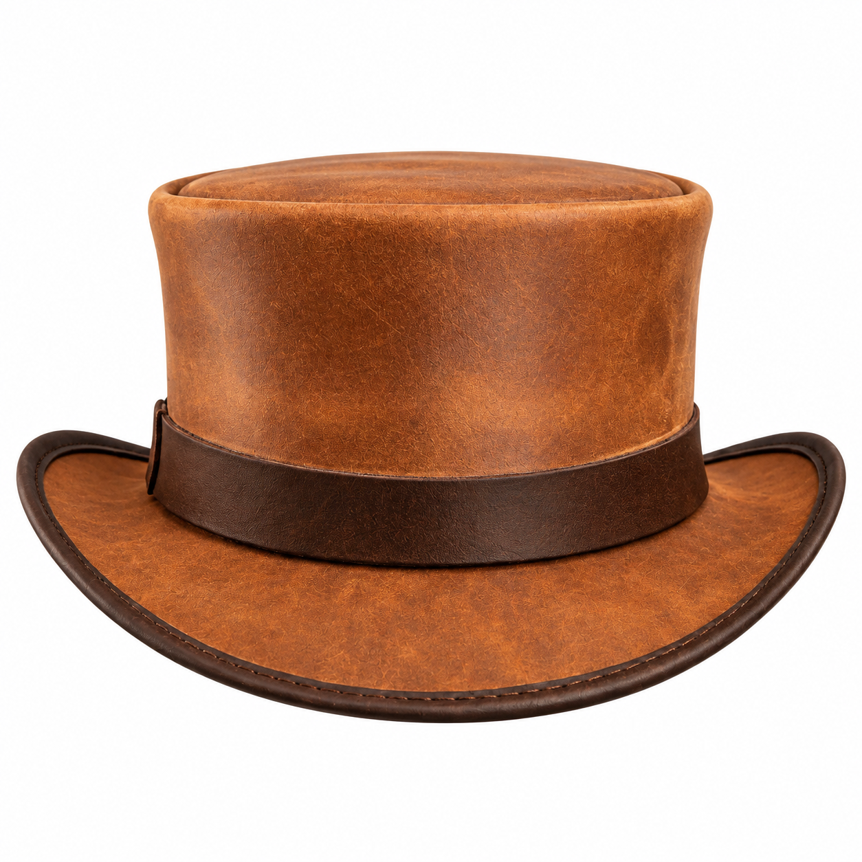 Handmade Brown Leather Top Hat Steampunk Western Cowboy Victorian Hat