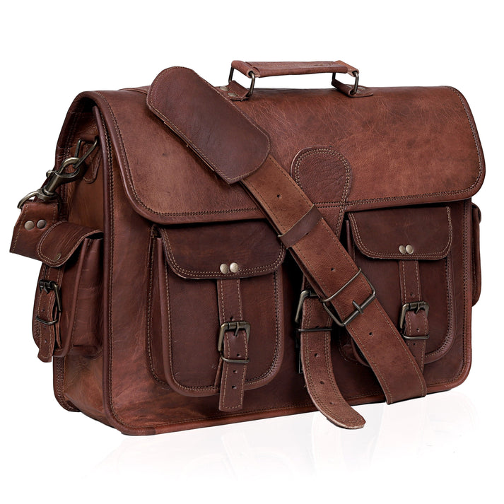 LEATHER MESSENGER LAPTOP BAG  SMALL