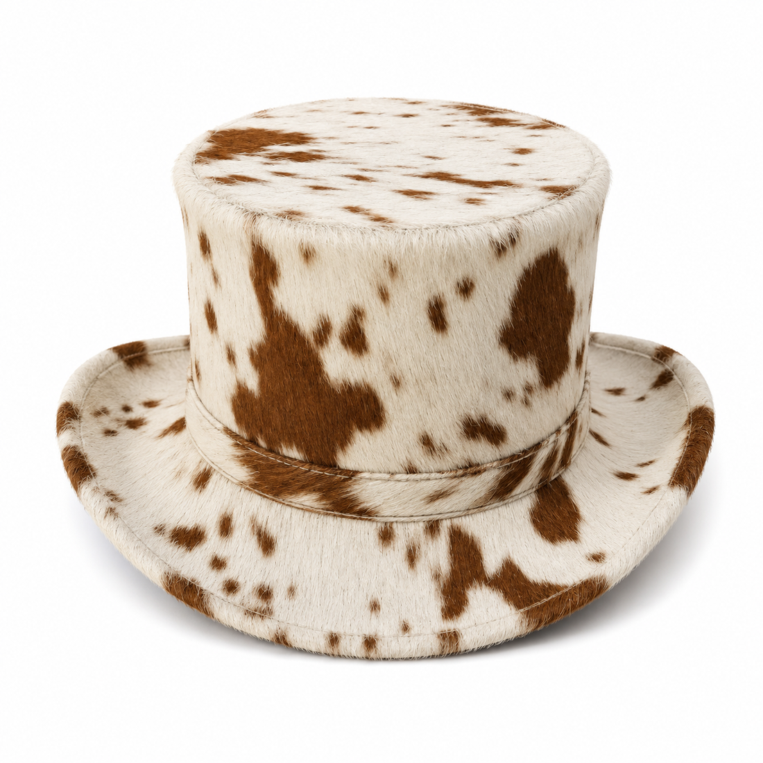 Handmade Spotted Cowhide Top Leather Hat Western Style Fur Hat for Men Women