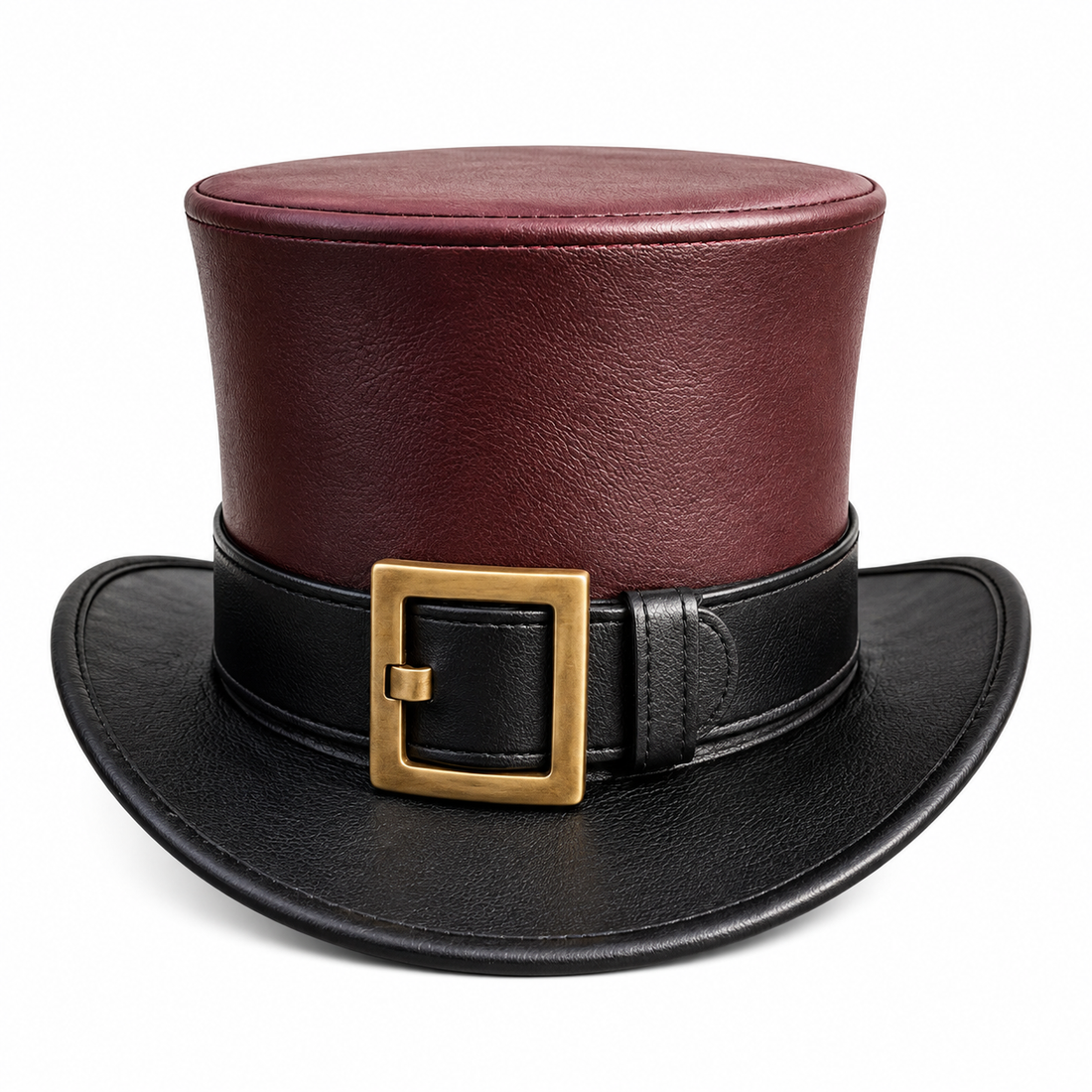 Handmade Leather Top Hat with Buckle Steampunk Victorian Gothic Cosplay Hat