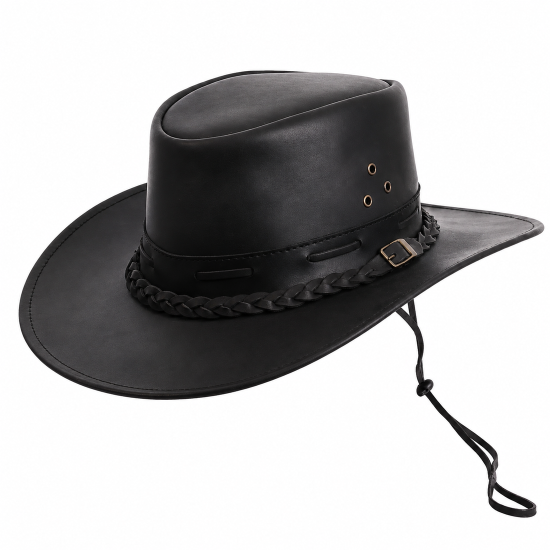 Handmade Genuine Leather Western Cowboy Hat  Unisex Braided Band Detail