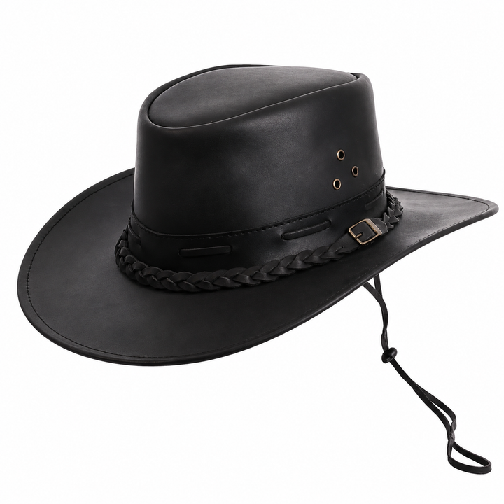 Handmade Genuine Leather Western Cowboy Hat  Unisex Braided Band Detail