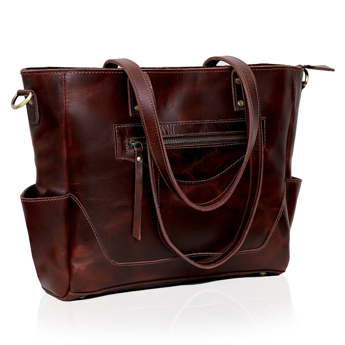 marilyn buffalo leather laptop tote bag