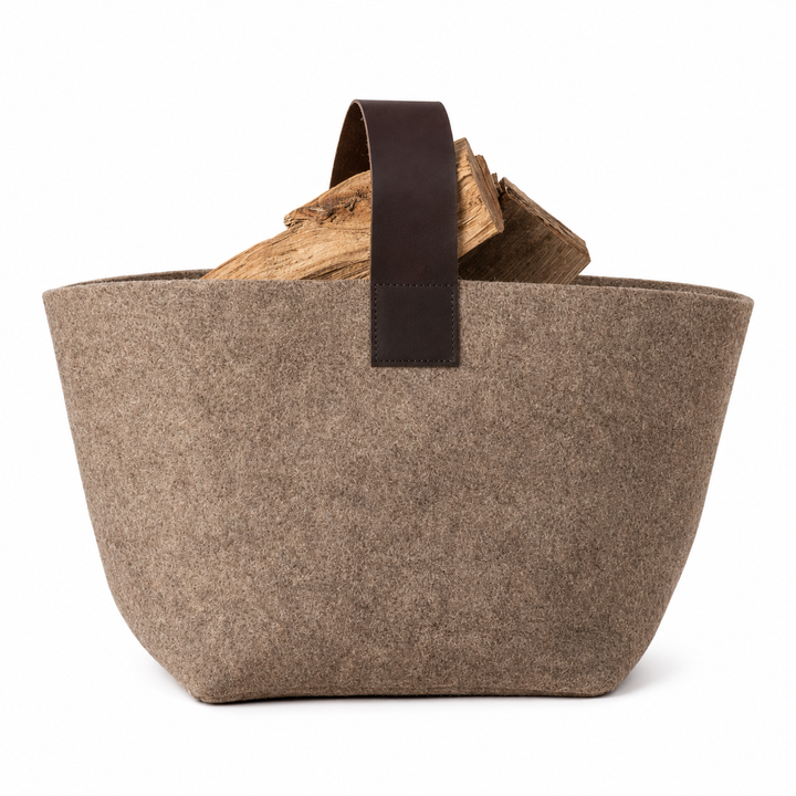 Designer Felt Firewood Basket Wool Felt Firewood Basket