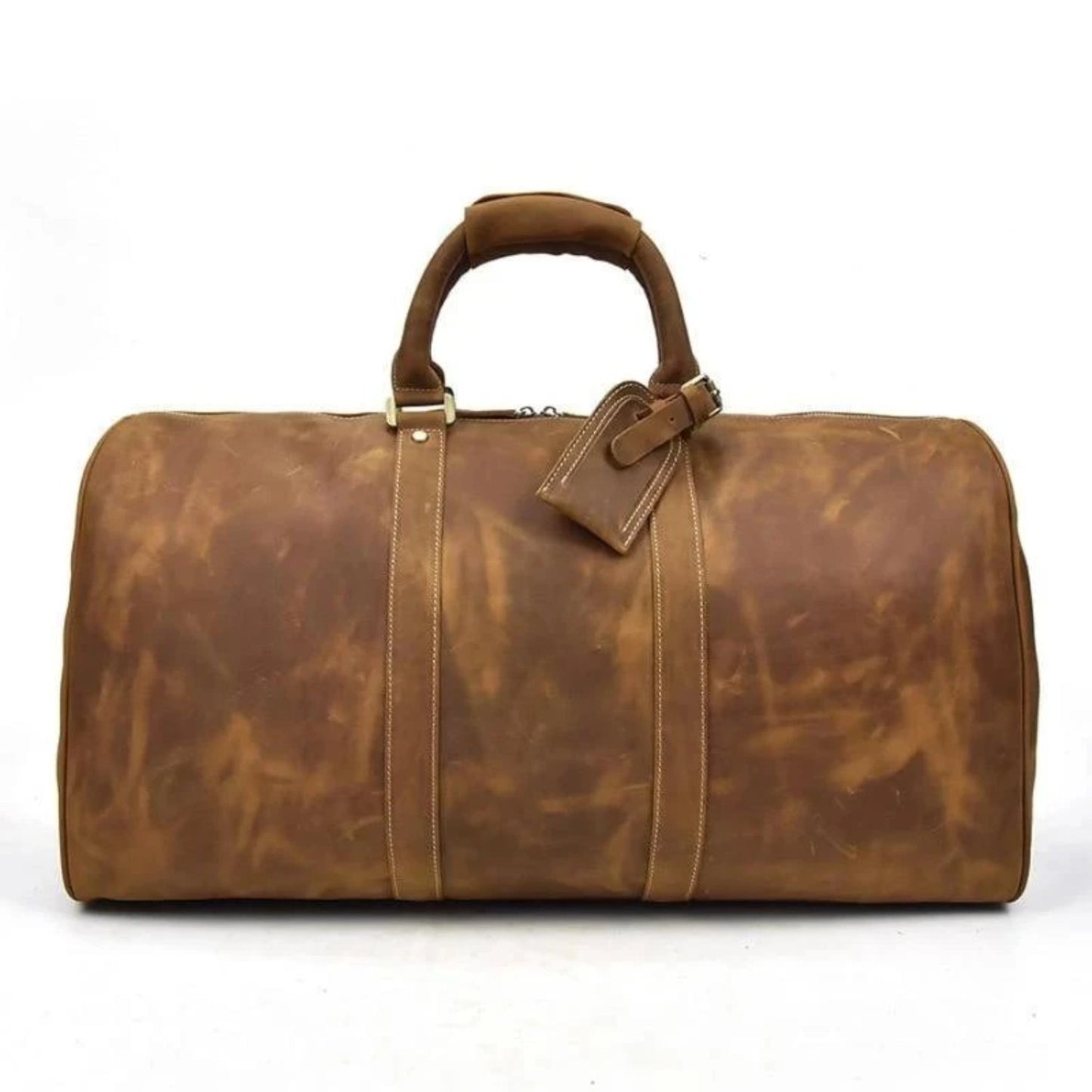 The Weekender  Handcrafted Leather Duffle Bag brown and drak brown