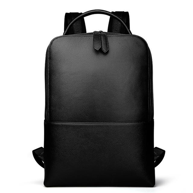 Black Pebbled Leather Backpack Slim Black Leather Backpack