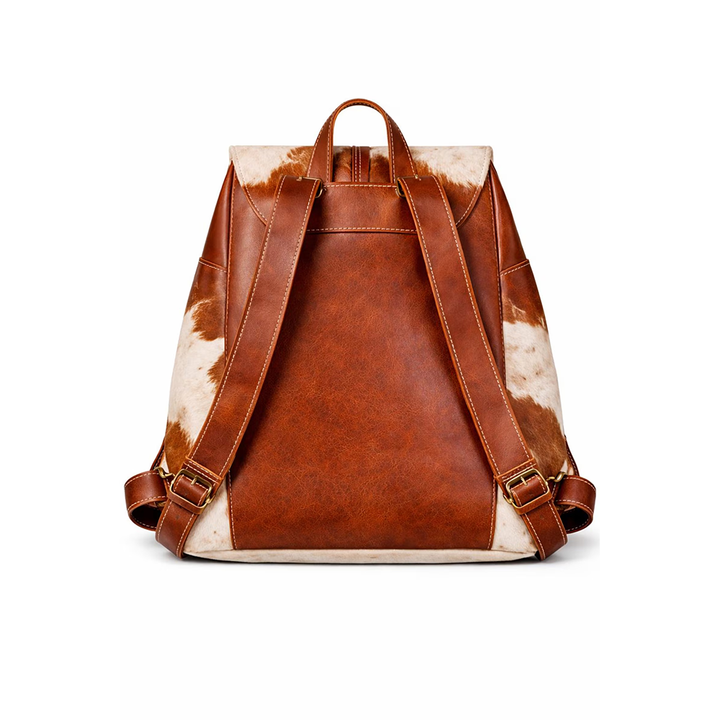 Western Chic Cowhide Bacpack Leather Knapsack  Unique Cowprint Backpack  Gift for her