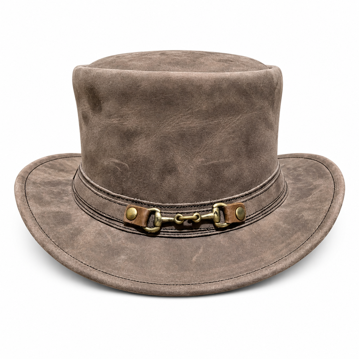 Handmade Distressed Leather Top Hat Western Festival Steampunk Costume Hat